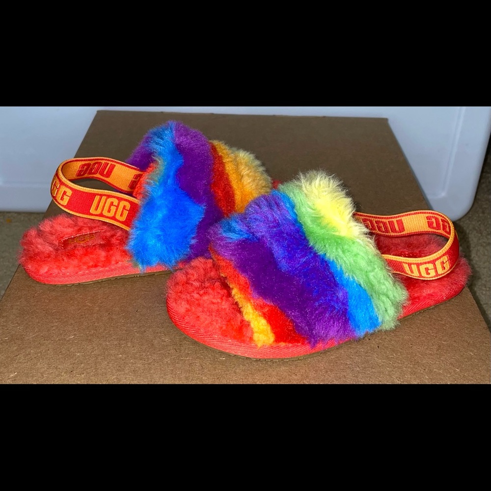 RAINBOW UGG SLIDES